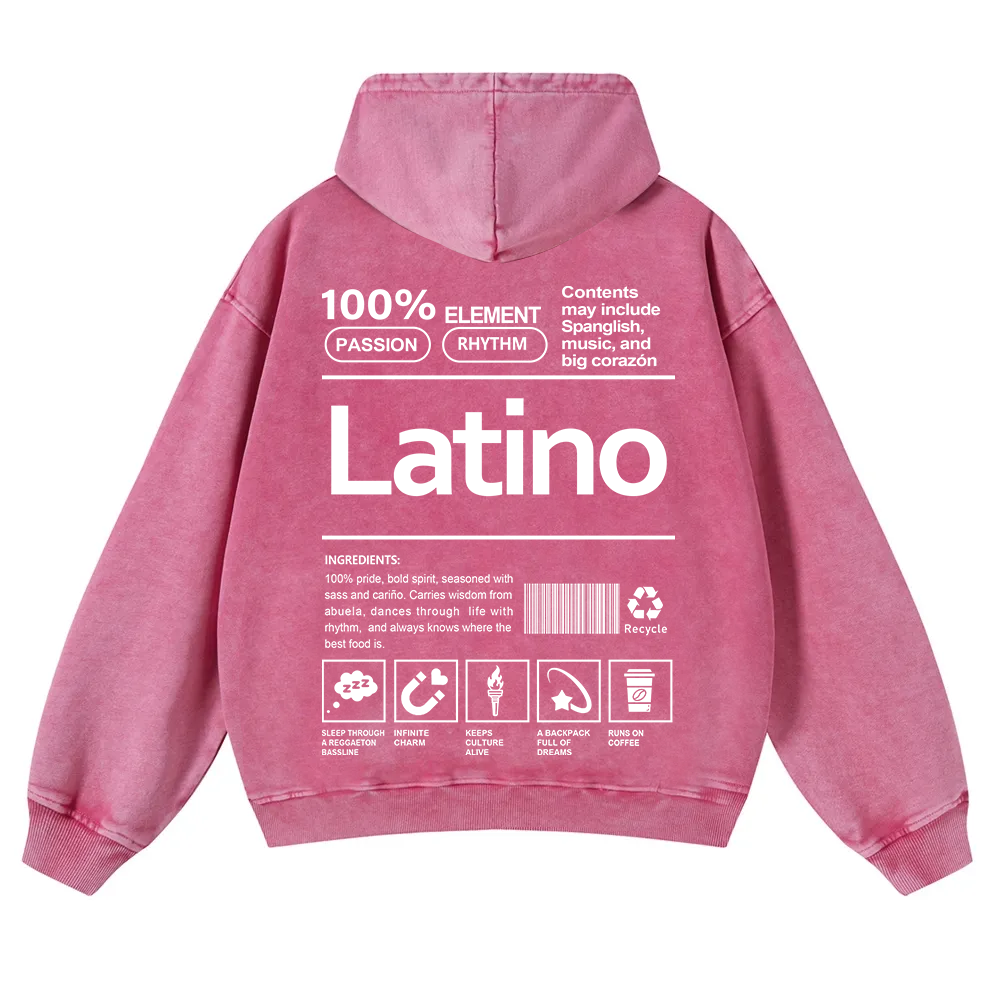 Latino Unisex Fit  Washed Hoodie wearishow