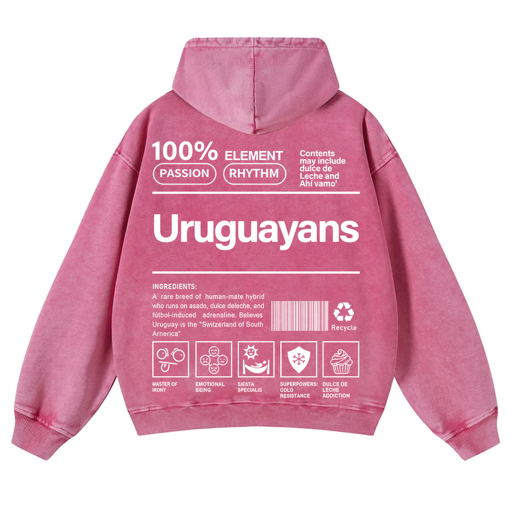 Uruguayans Unisex Fit  Washed Hoodie wearishow