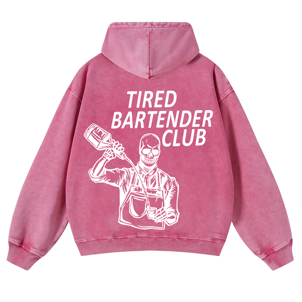 Tired Bartender Club Unisex Fit  Washed Hoodie wearishow