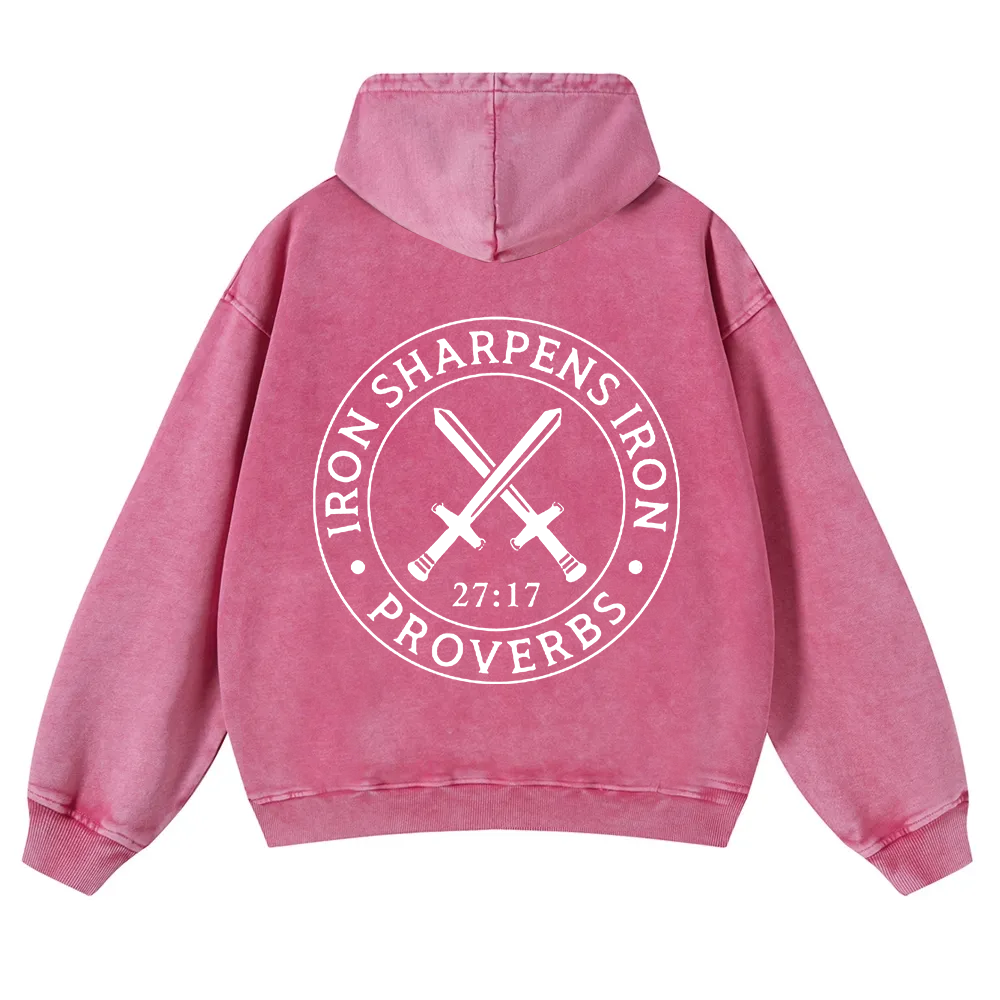 Iron Sharpens Iron PRVOERBS 27:17 Christian Washed Hoodie wearishow