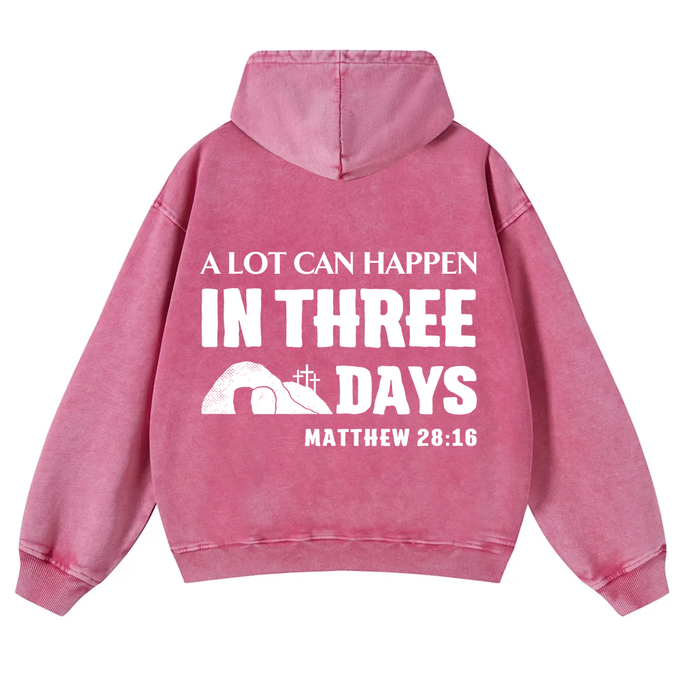 A Lot Can Happen in Three Days Washed Hoodie wearishow