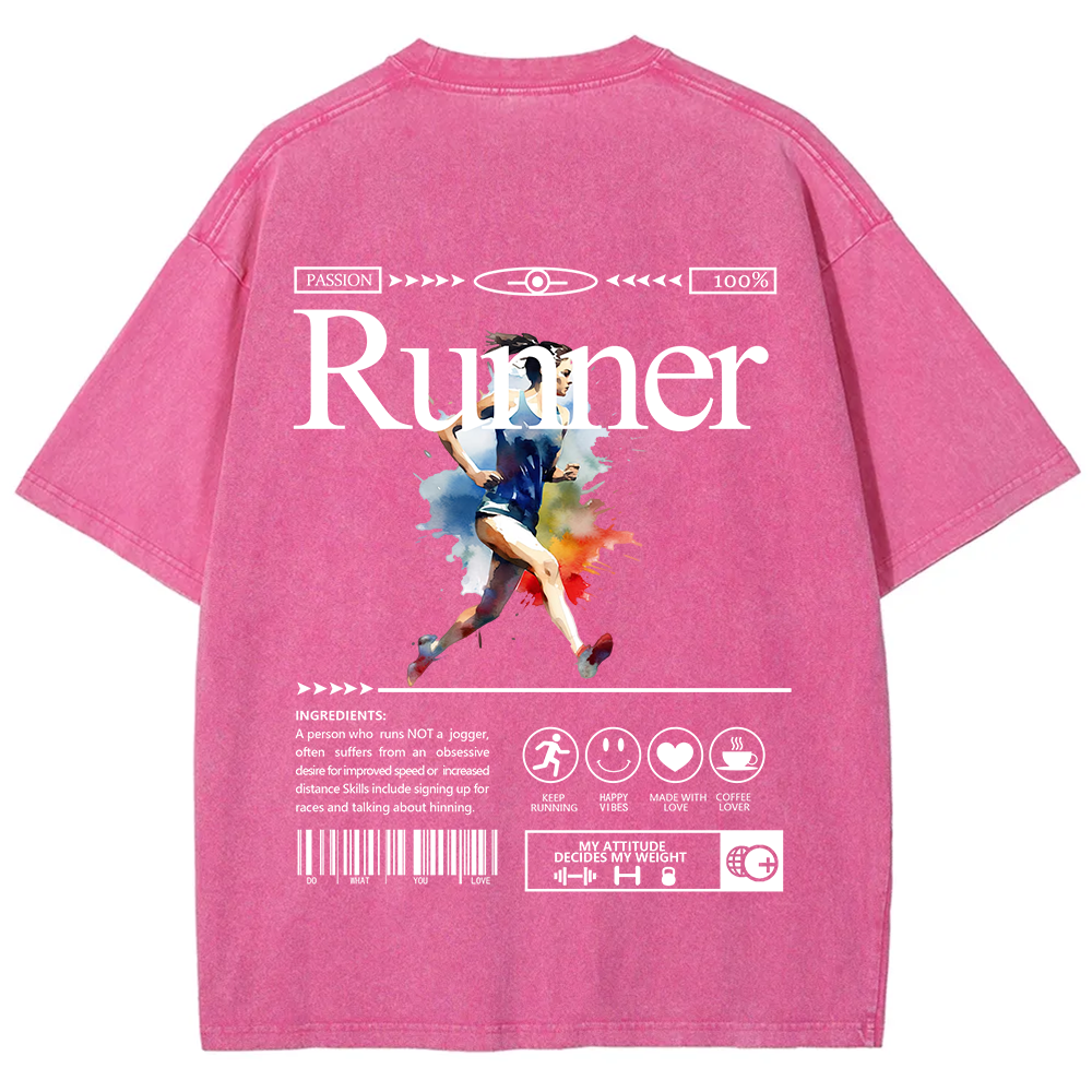 Runner Unisex Fit Washed T-Shirt