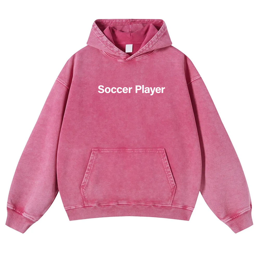 Soccer Player Casual Washed Hoodie wearishow