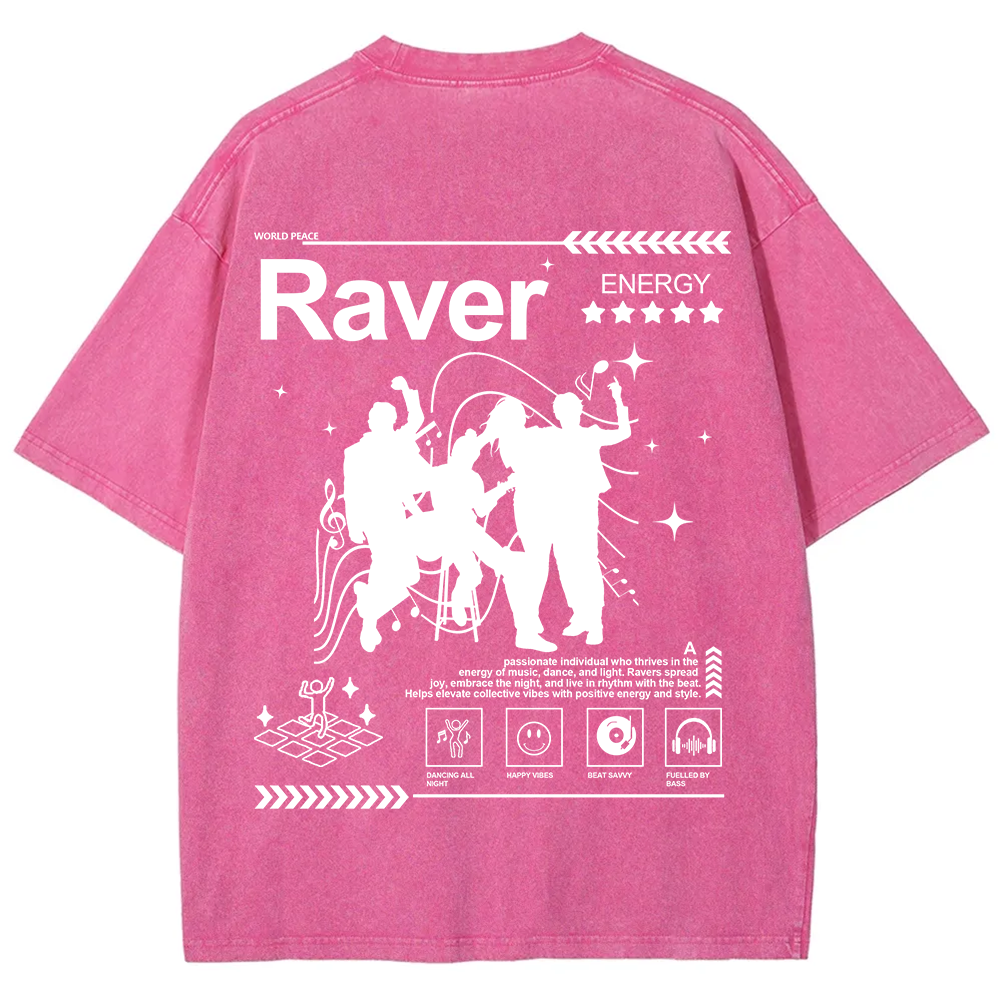 Raver Unisex Fit Washed T-Shirt