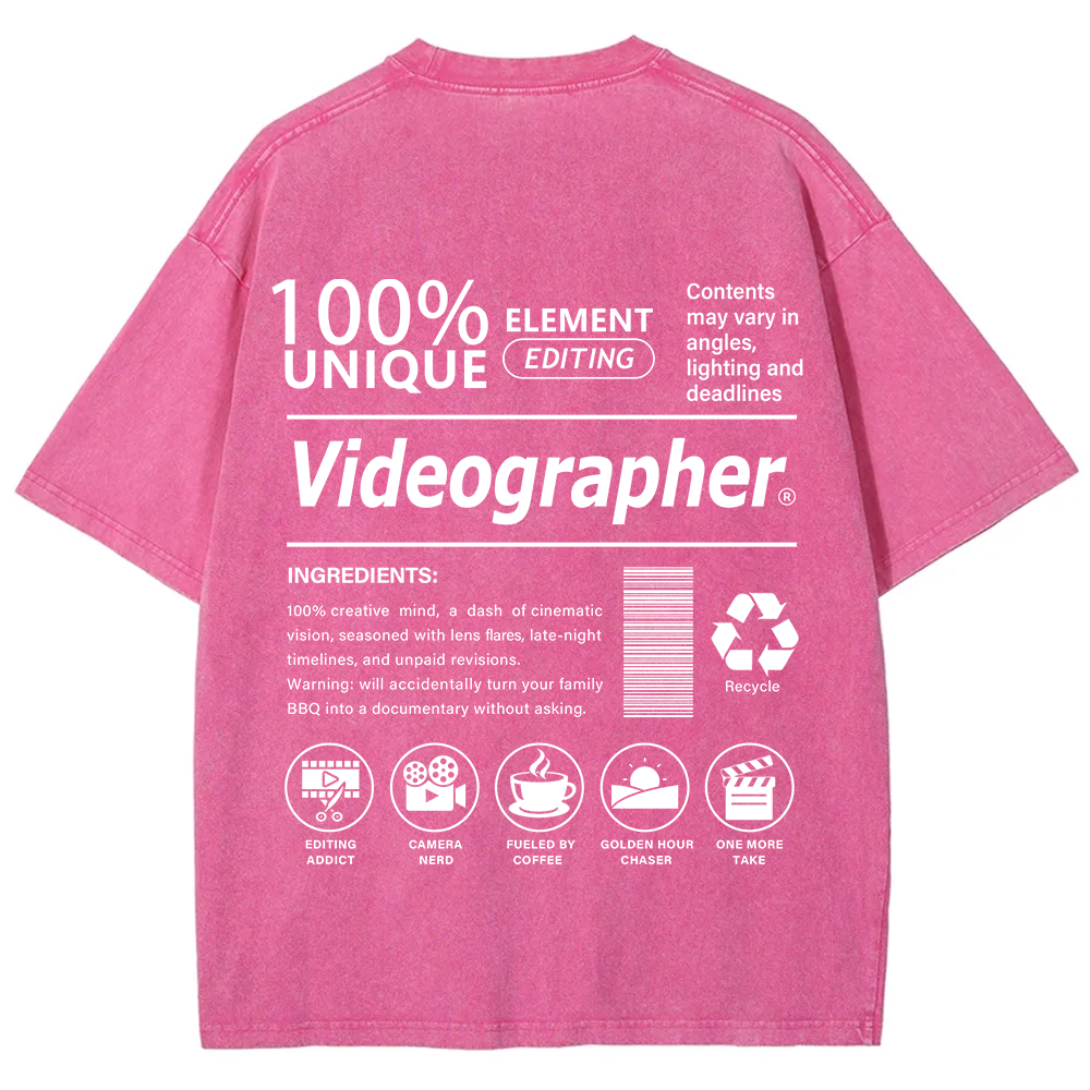 Videographer Unisex Fit Washed T-Shirt