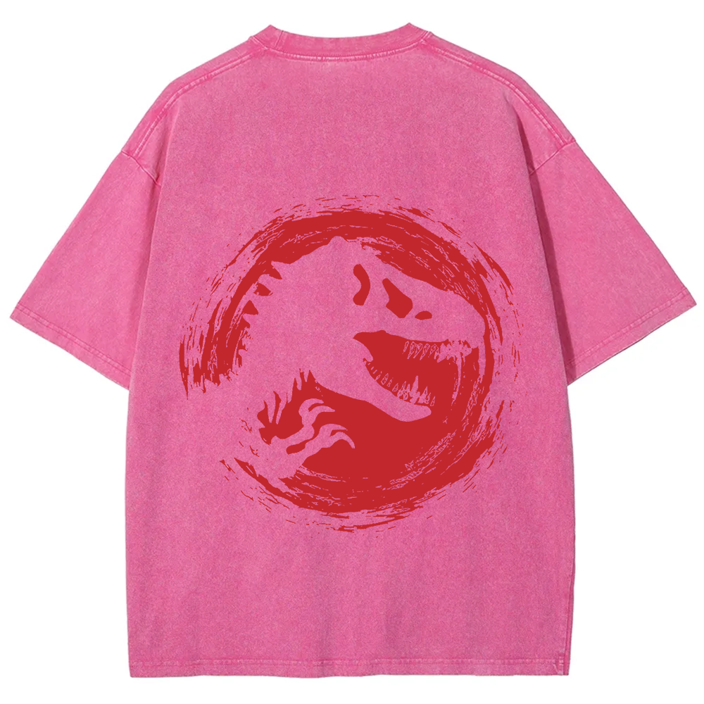 Unisex Vintage Washed Jurassic World Red Logo T-shirt