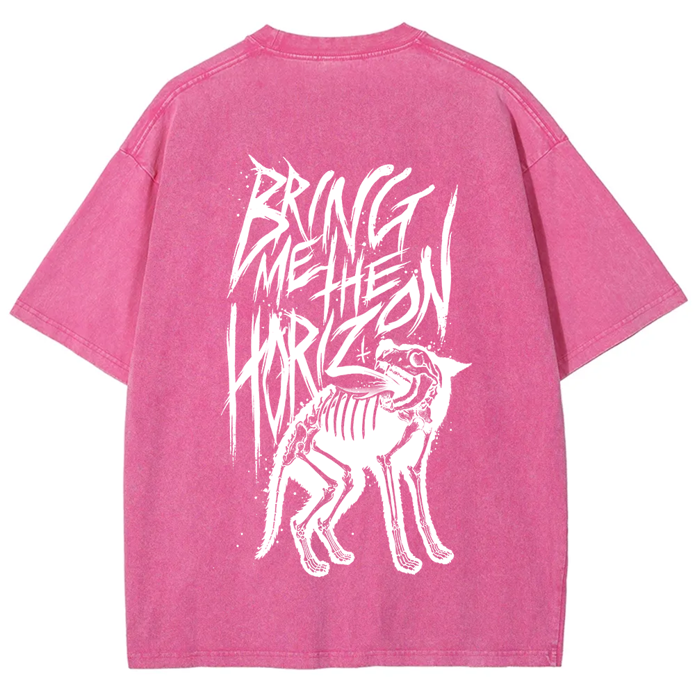 Unisex Vintage Washed Bring Me the Horizon Rock Band T-Shirt