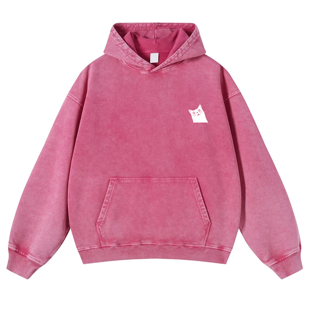 Cat Trick Customized Unisex Casual Washed Hoodie wearishow