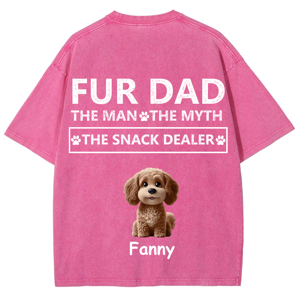 Fur Dad The Man The Myth The Snack Dealer - Personalized Custom Unisex  Washed T-shirt