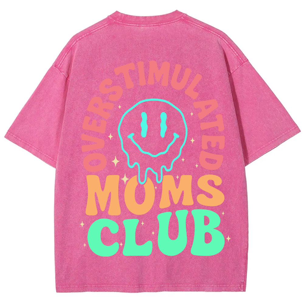 Overstimulated Moms Club Unisex Washed T-Shirt