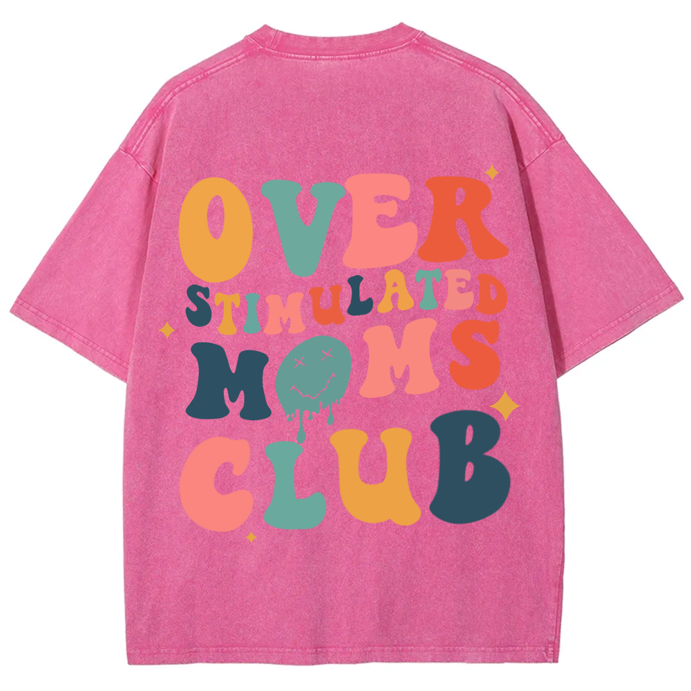 Overstimulated Moms Club Unisex Washed T-Shirt
