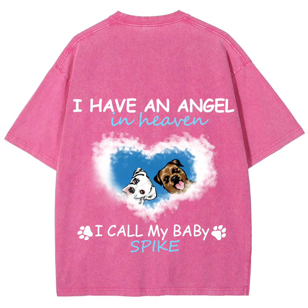 Have An Angel In Heaven - Personalized Custom Unisex Fit Washed T-Shirt wearishow