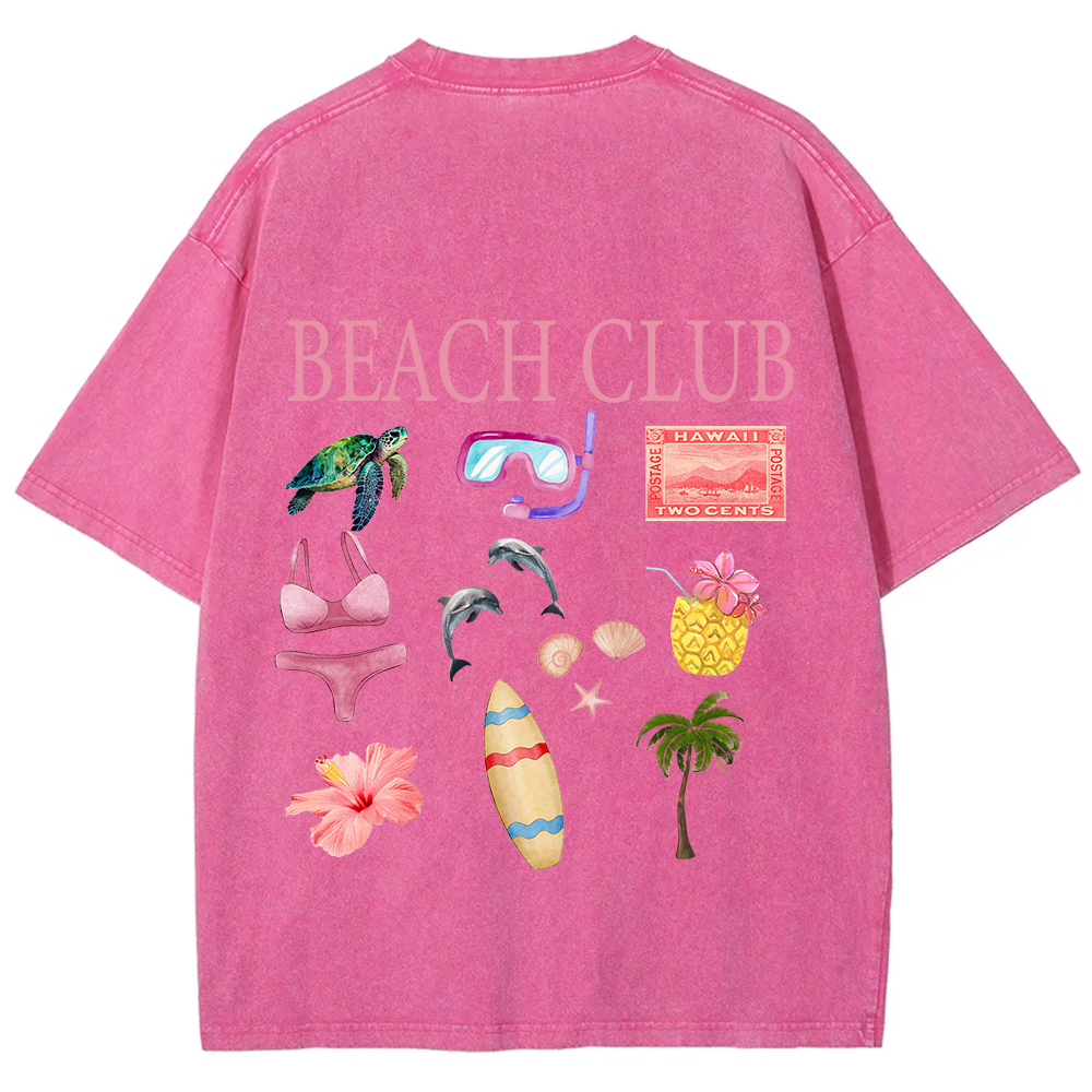 Beach Club Unisex Fit Washed T-Shirt
