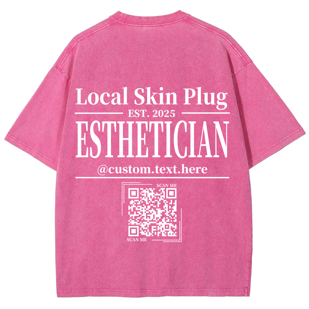Esthetician Addcustom QR Code Name Unisex Fit Washed T-Shirt