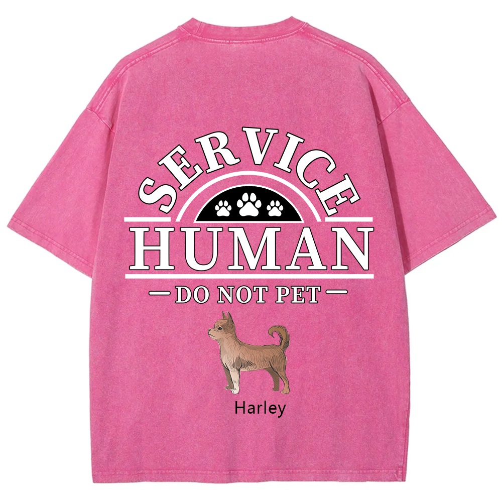 Service Human, Do Not Pet 2 - Personalized Custom Unisex Fit Washed T-Shirt wearishow