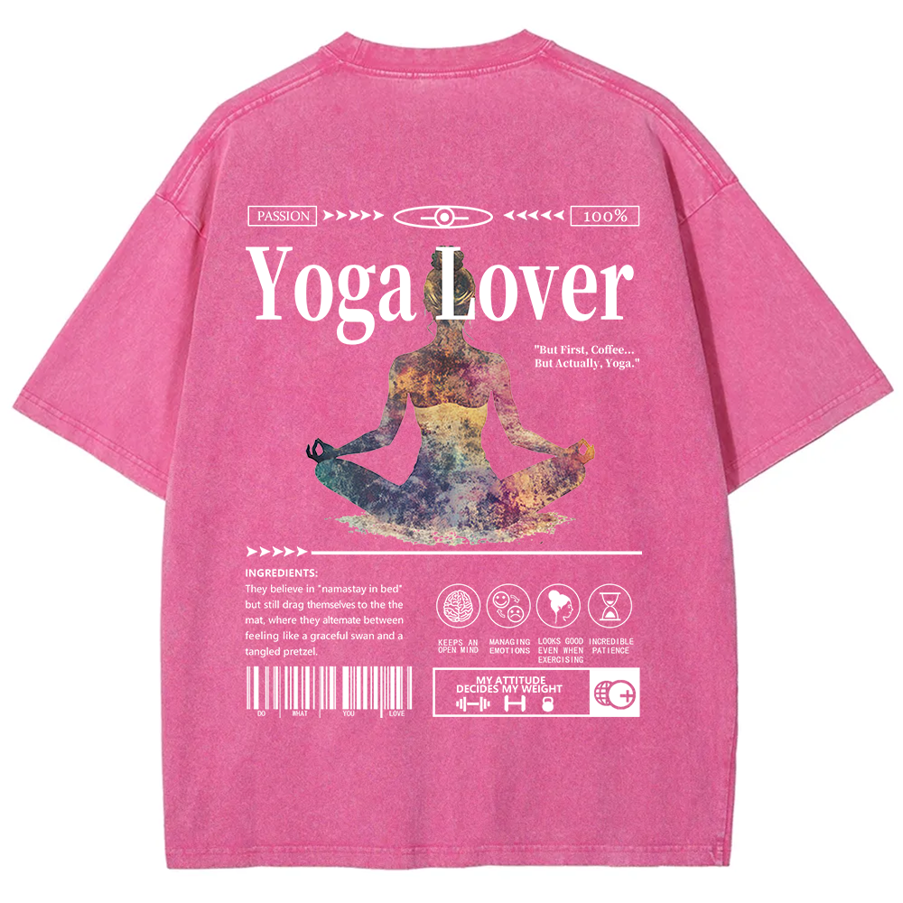 Yoga Lover Casual Washed T-Shirt
