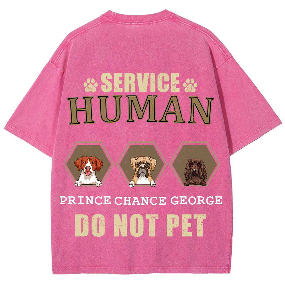Service Human, Do Not Pet 4 - Personalized Custom Unisex Fit Washed T-Shirt wearishow