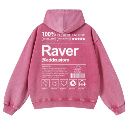 Addcustom Raver Casual Washed Hoodie wearishow