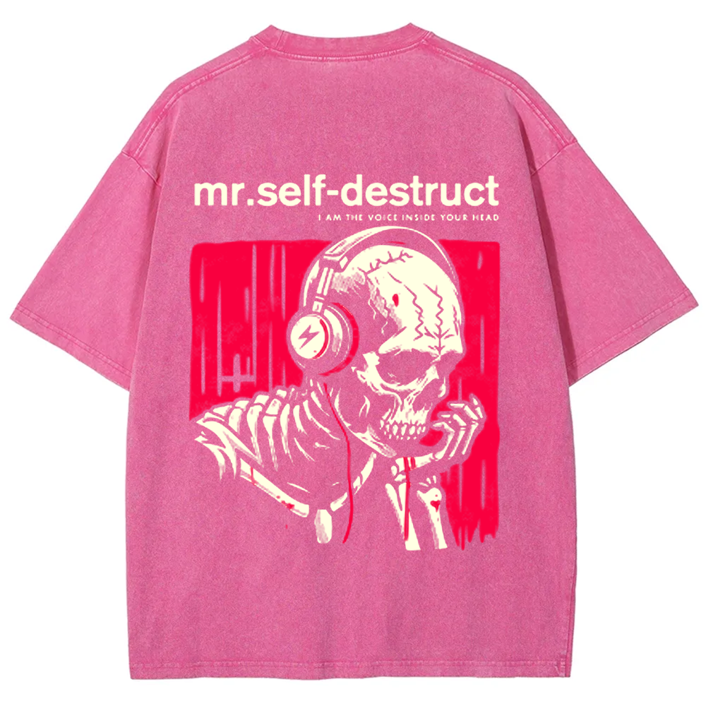 Unisex Washed Nine Inch Nails Mr Self Destruct Music t-Shirt