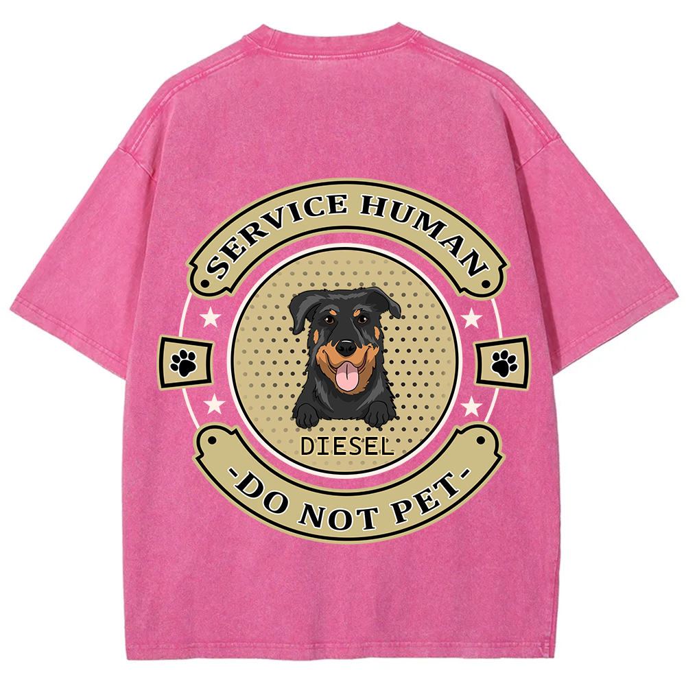Service Human, Do Not Pet 14- Personalized Custom Unisex Fit Washed T-Shirt wearishow