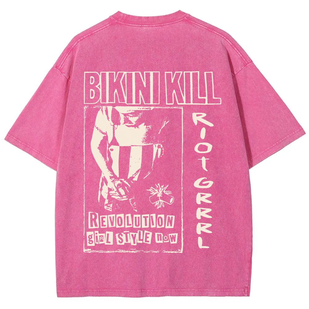 Unisex Vintage Washed Bikini Kill Rock Band t-Shirt