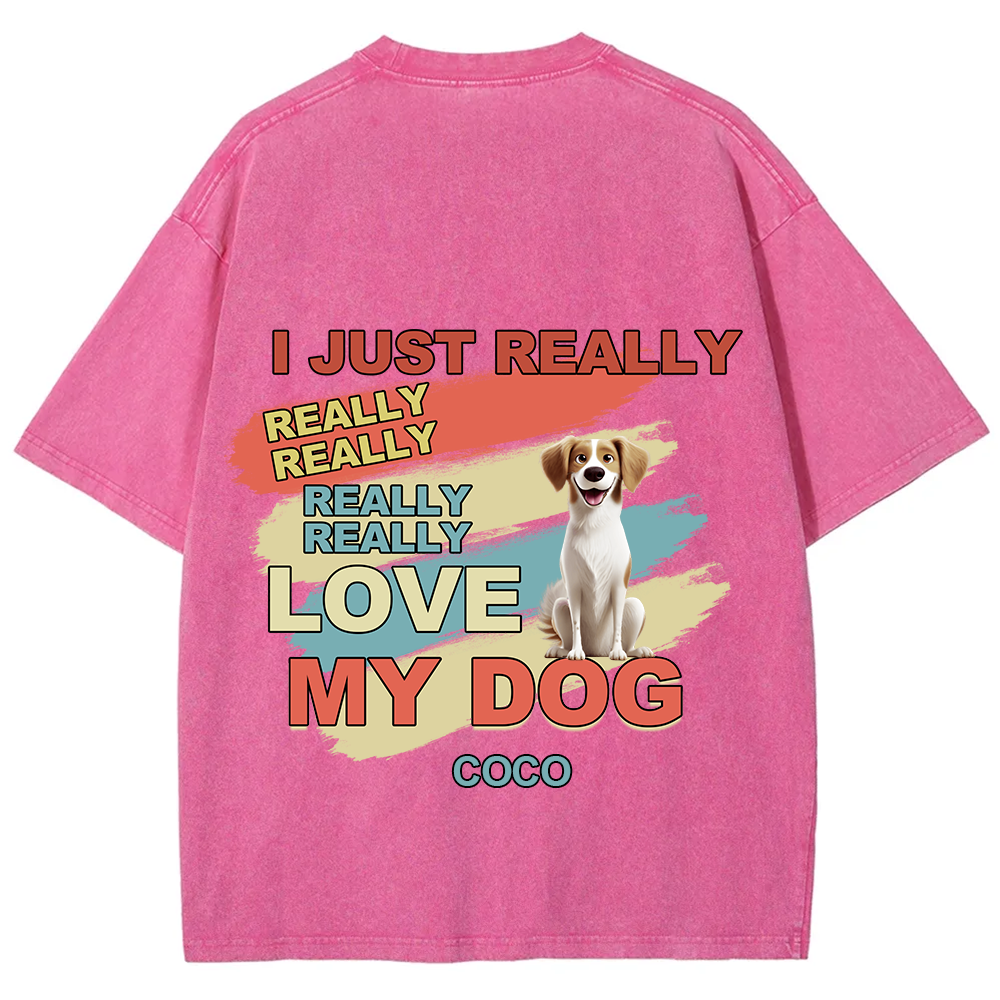 I Just Really Love My Dogs- Personalized Custom Unisex Fit Washed T-Shirt wearishow