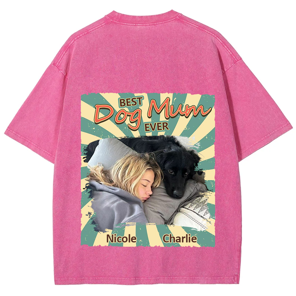 Retro Funny Dog Shirt Photo- Personalized Custom Unisex Fit Washed T-Shirt wearishow