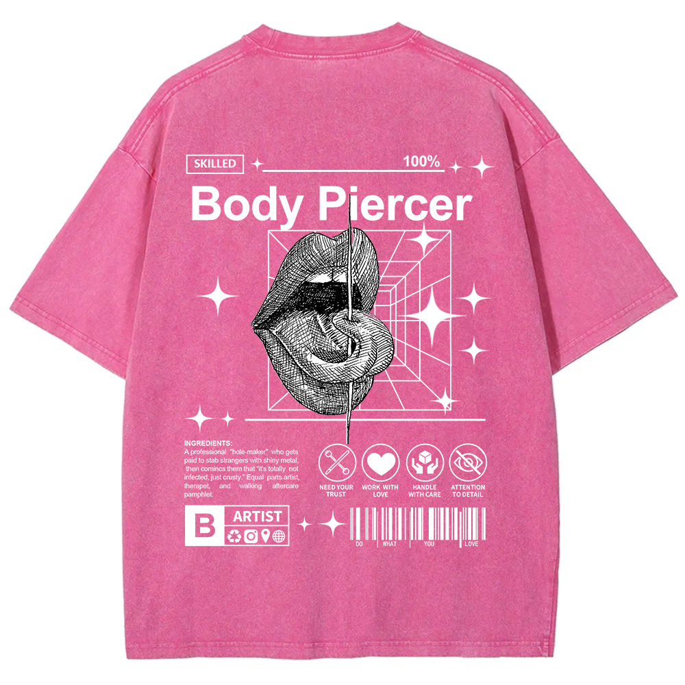 Body Piercer Casual Unisex Fit Washed T-Shirt