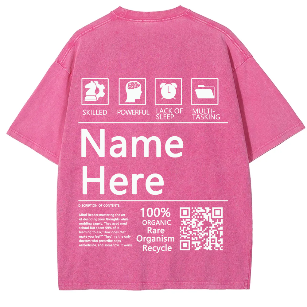 QR Code Customized Unisex Fit Washed T-Shirt