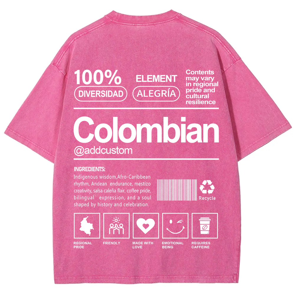 Colombian Addcustom Unisex Fit  Washed T-Shirt