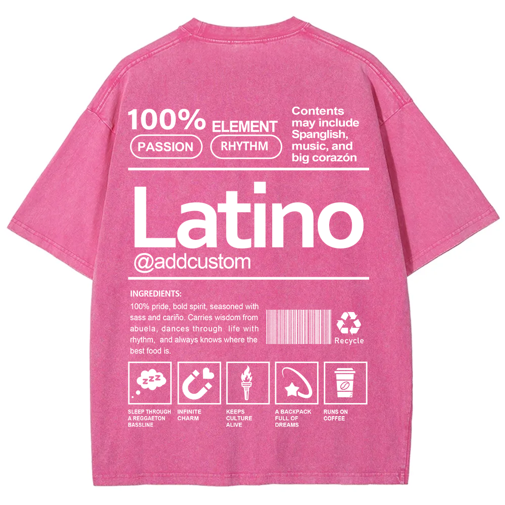 Latino Addcustom Unisex Fit  Washed T-Shirt