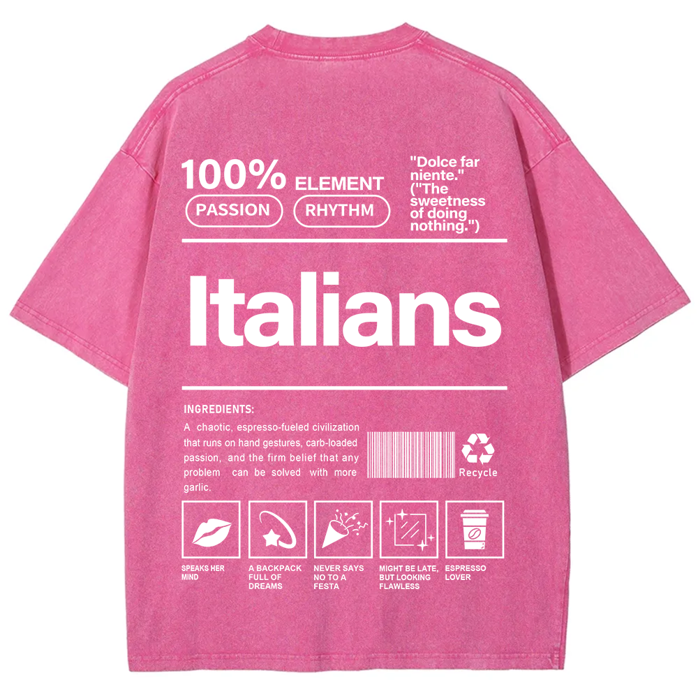 Italians Unisex Fit  Washed T-Shirt