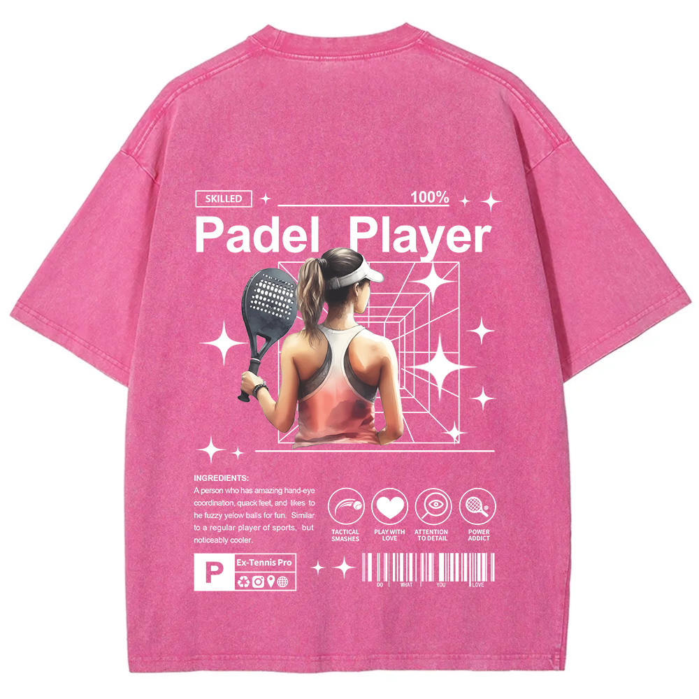 Padel Player Unisex Fit Washed T-Shirt