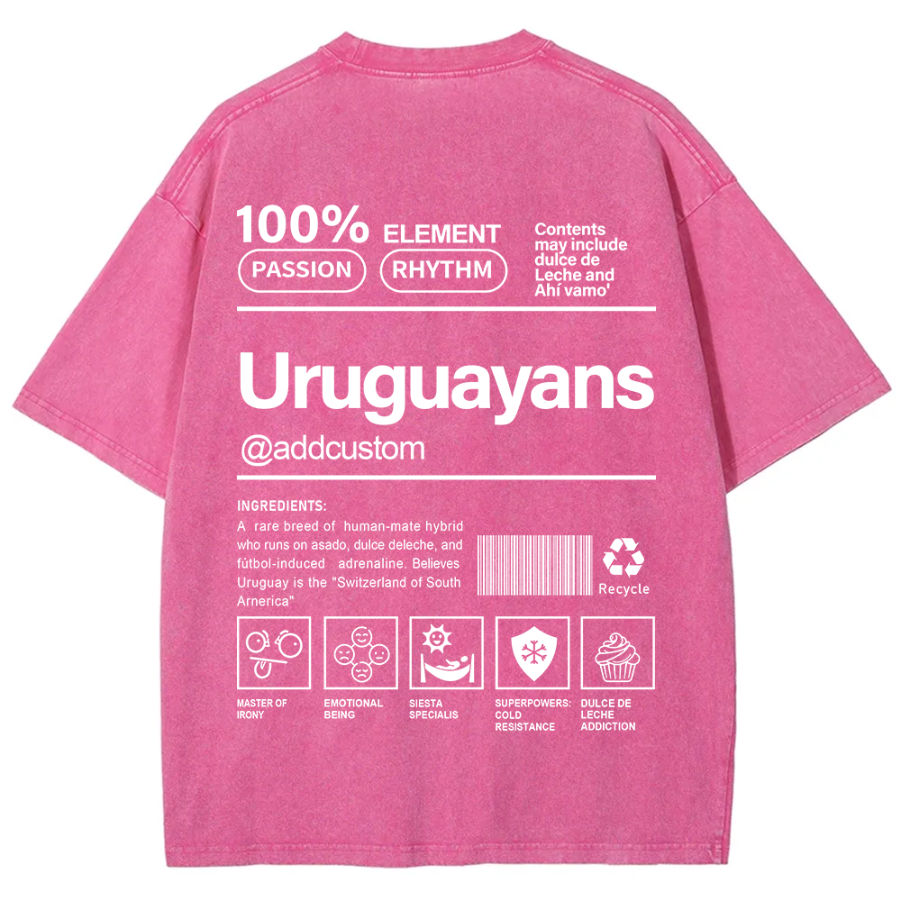 Uruguayans Addcustom Unisex Fit  Washed T-Shirt