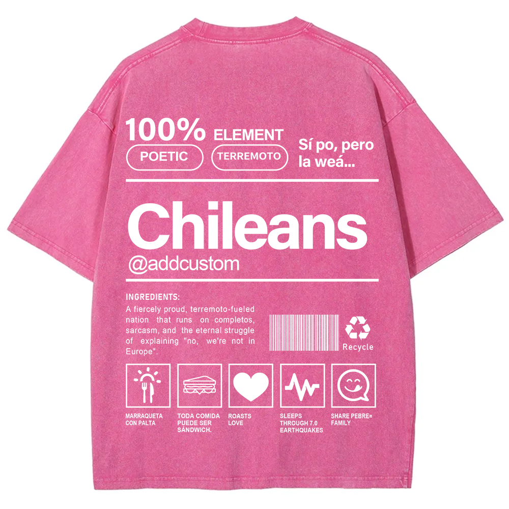 Chileans Addcustom Unisex Fit  Washed T-Shirt