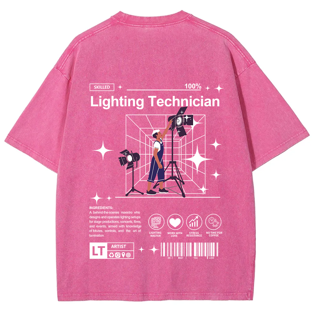 Lighting Technician Unisex Fit Washed T-Shirt