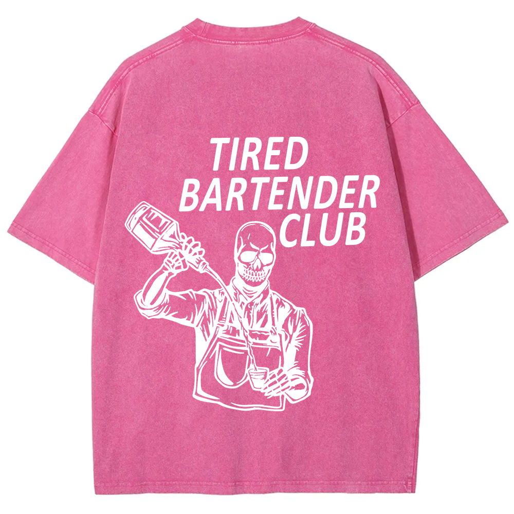 Tired Bartender Club Unisex Fit  Washed T-Shirt