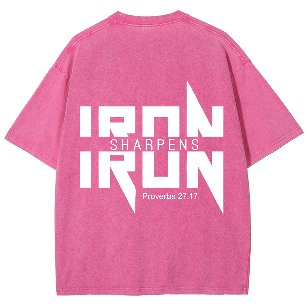 Iron Sharpens Iron Christian Unisex Fit Washed T-Shirt