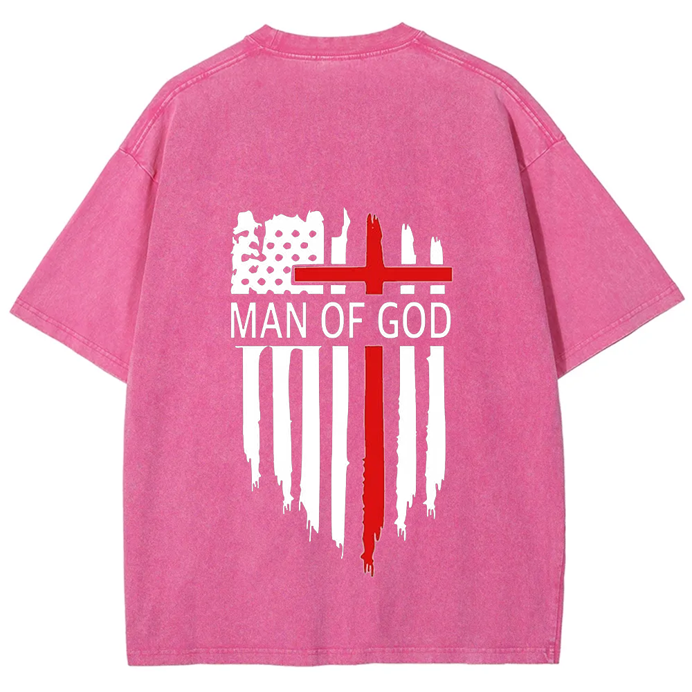 Man Of God Chrsitian Unisex Fit Washed T-Shirt