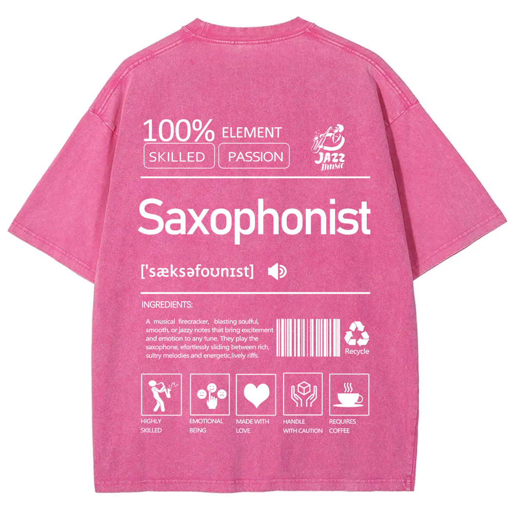 Saxophonist Unisex Fit Washed T-Shirt  wearishow