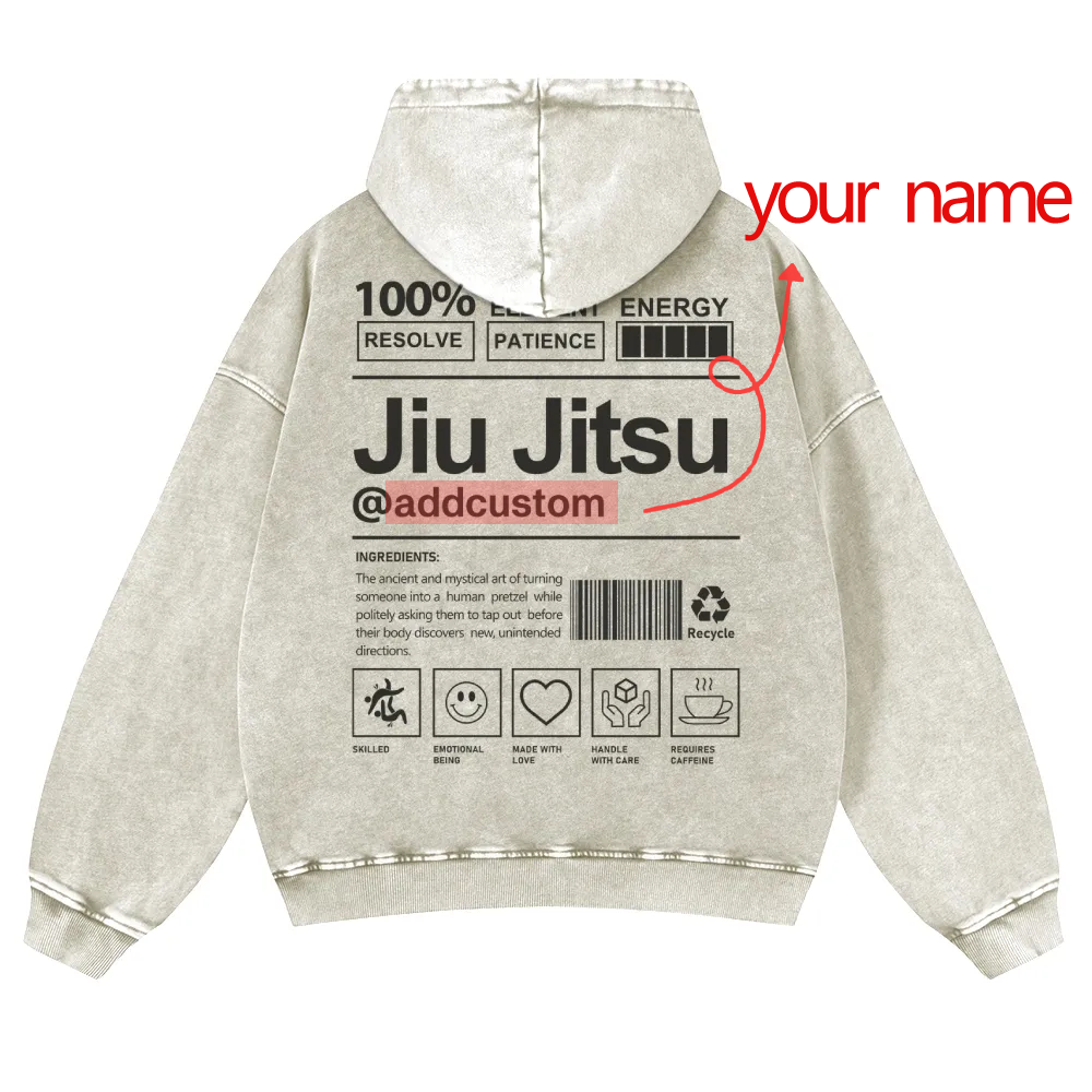 Jiu Jitsu Addcustom Casual Washed Hoodie wearishow
