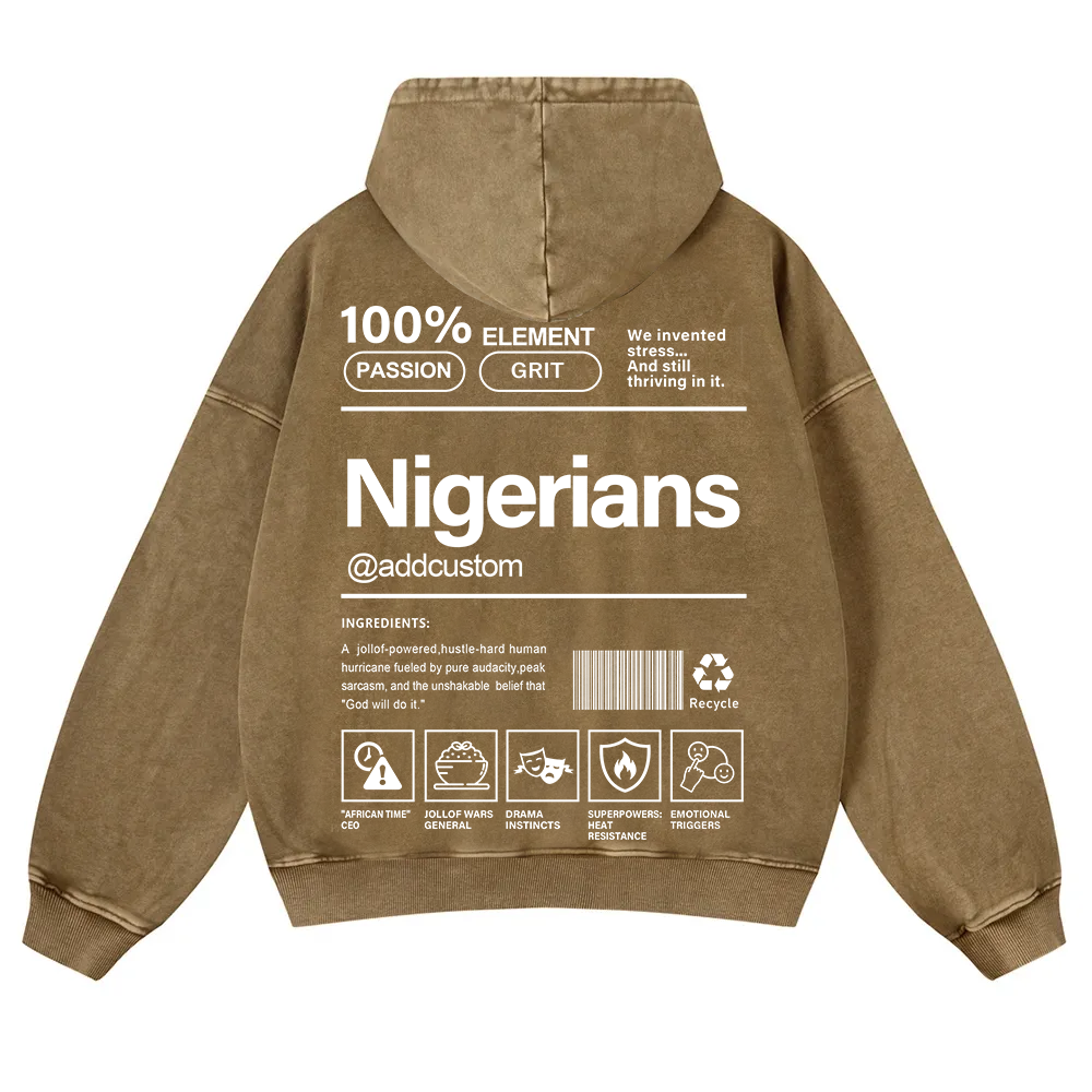 Nigerians Addcustom Unisex Fit  Washed Hoodie wearishow