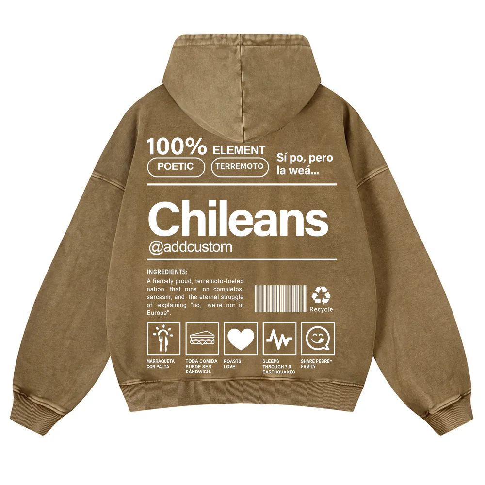 Chileans Addcustom Unisex Fit  Washed Hoodie wearishow
