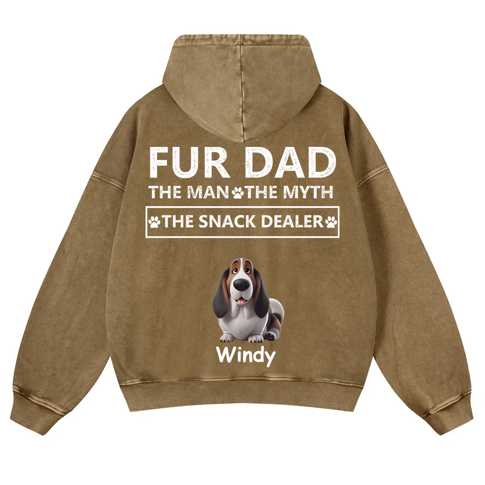 Fur Dad The Man The Myth The Snack Dealer - Personalized Custom Unisex Washed Hoodie