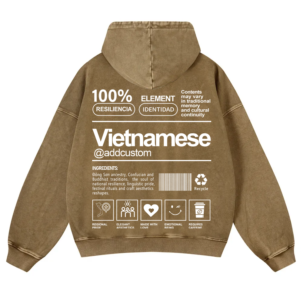 Vietnamese Addcustom Unisex Fit  Washed Hoodie wearishow
