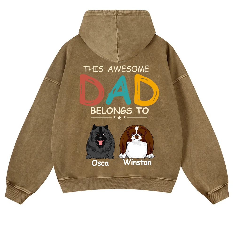 This Awesome Mom/Dad Belongs To - Personalized Custom Unisex Washed Hoodie