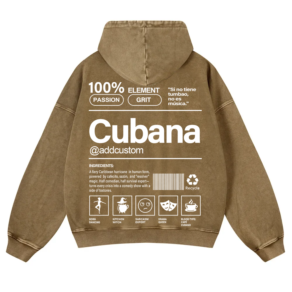 Cubana Addcustom Unisex Fit  Washed Hoodie wearishow