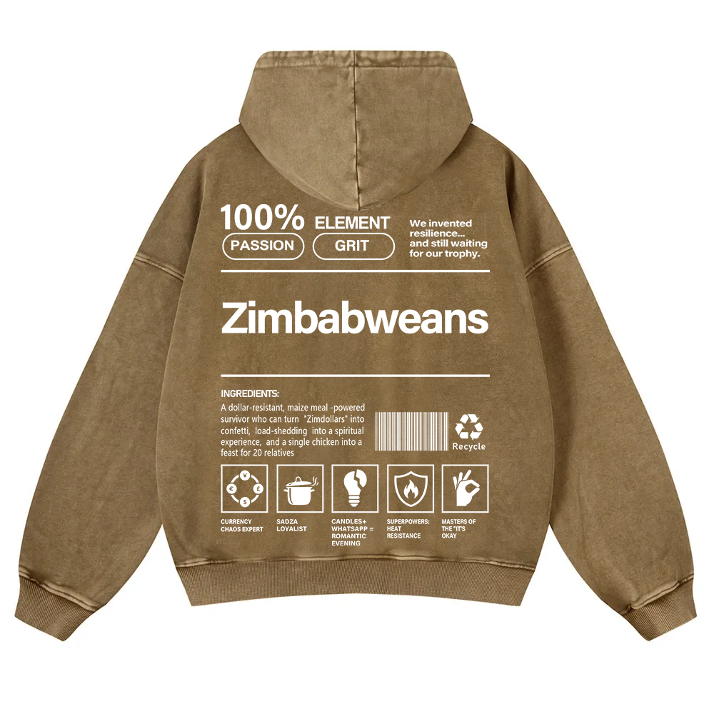 Zimbabweans Unisex Fit  Washed Hoodie wearishow