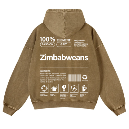 Zimbabweans Unisex Fit  Washed Hoodie wearishow