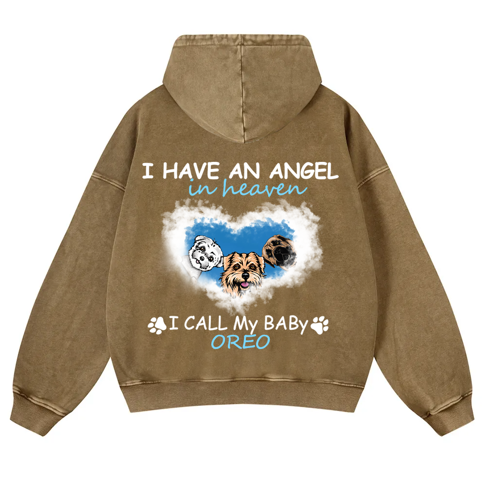 Have An Angel In Heaven - Personalized Custom Unisex Washed Hoodie wearishow